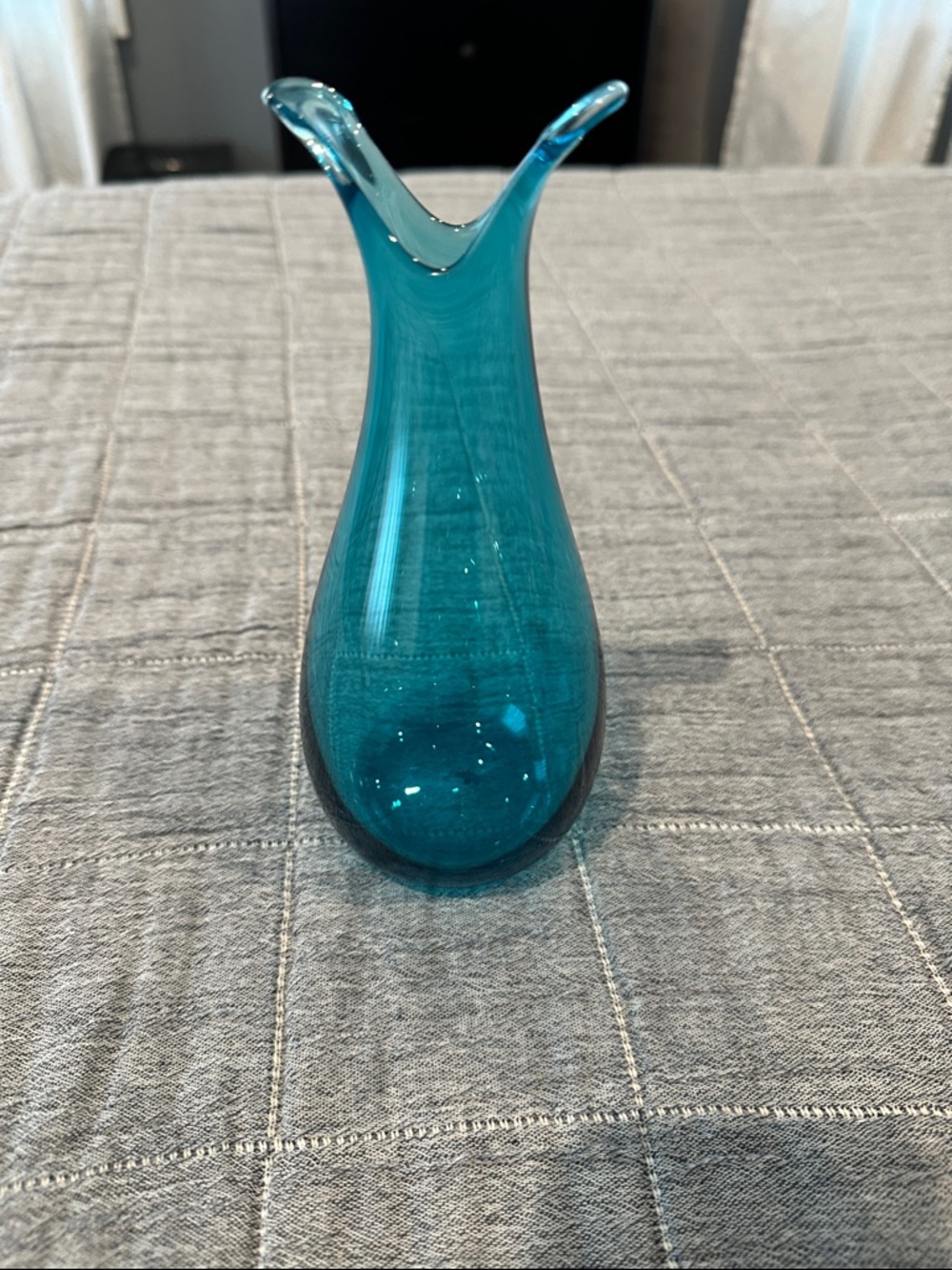 Handblown Teal Glass Bud Vase
